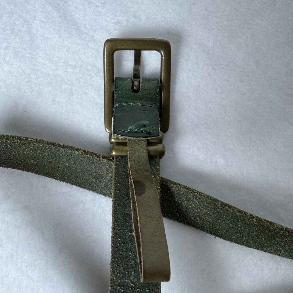 Y2K Gap Green Leather Belt Womens Small Gold Tone Buckle Utility Grunge Punk